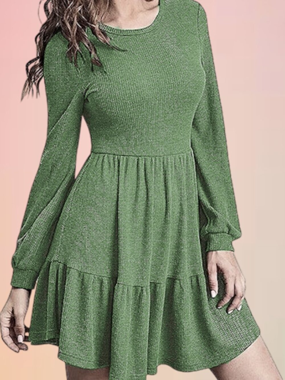 Hotwy plus size 2xl women mini dress empire style sage green